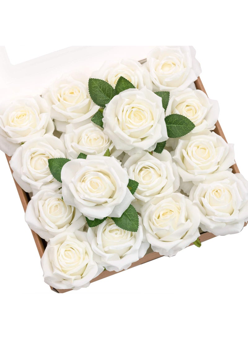 Ling's moment Ling's Moment Artificial Flowers 16pcs Ivory Silk Roses with Stems  3.5"" Fake Vendela Roses Bulk for DIY Wedding Bouquets Centerpieces Party Baby Shower Home Decoration  - Image 1