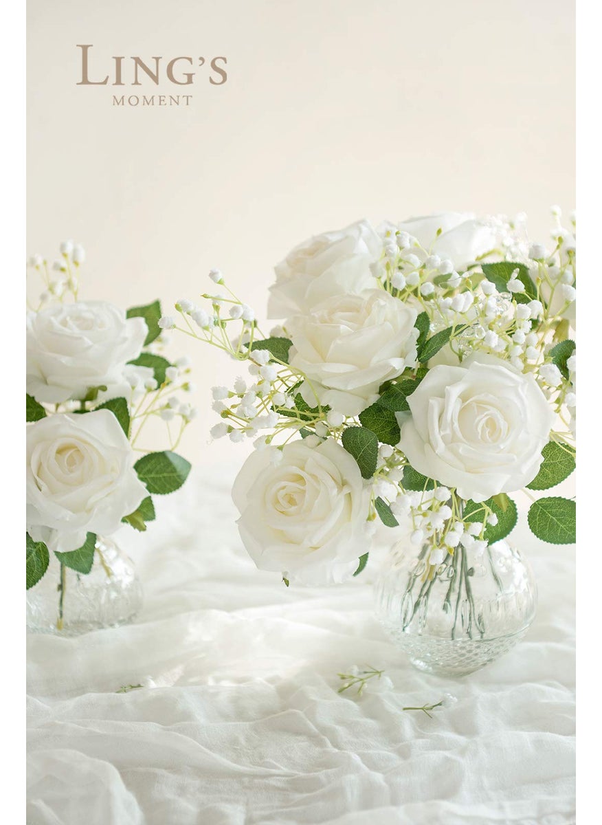 Ling's moment Ling's Moment Artificial Flowers 16pcs Ivory Silk Roses with Stems  3.5"" Fake Vendela Roses Bulk for DIY Wedding Bouquets Centerpieces Party Baby Shower Home Decoration  - Image 2