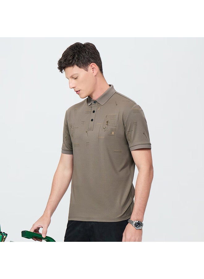 Dancing Wolves Summer Commute Versatile Breathable Men's Short-sleeve Polo, 306 Brown, M - Image 2