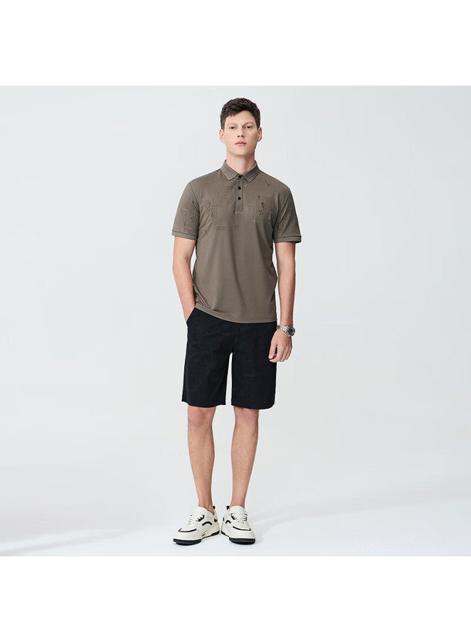 Dancing Wolves Summer Commute Versatile Breathable Men's Short-sleeve Polo, 306 Brown, M - Image 3