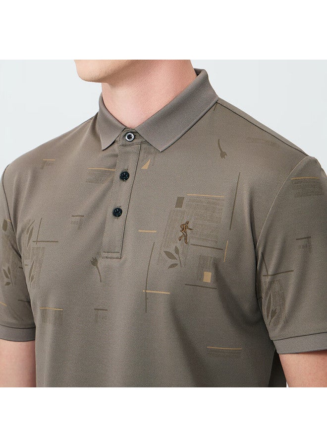 Dancing Wolves Summer Commute Versatile Breathable Men's Short-sleeve Polo, 306 Brown, M - Image 4