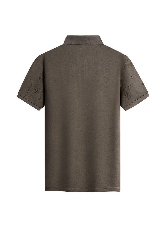 Dancing Wolves Summer Commute Versatile Breathable Men's Short-sleeve Polo, 306 Brown, M - Image 5
