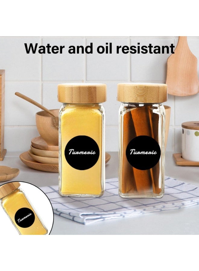 مجموعة برطمانات توابل زجاجية فاخرة مكونة من 24 قطعة سعة 120 مل - علب بغطاء من الخيزران مع قمع وملصقات لتخزين أدوات المطبخ - Image 3