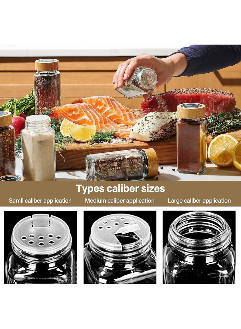 مجموعة برطمانات توابل زجاجية فاخرة مكونة من 24 قطعة سعة 120 مل - علب بغطاء من الخيزران مع قمع وملصقات لتخزين أدوات المطبخ - Image 5