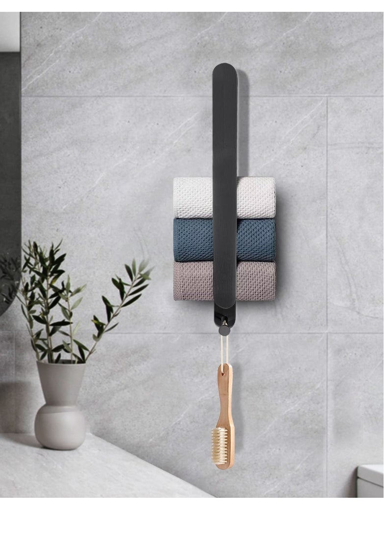 SYOSI Towel Holder, Strong Self Adhesive Black Towel Rails Wall Mounted Stainles  - Image 3