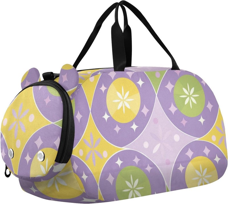 Pastel Purple Shapes Duffel Gym Bags with Shoes Compartment Multifunctional Kids Overnight Duffel Bag for Travel Sports Weekender - Image 1
