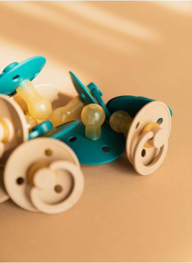 BIBS Pacifier Colour 2 PACK Round Nipple Latex Size 2 (6-18 months) Taupe/Scuba  - Image 5