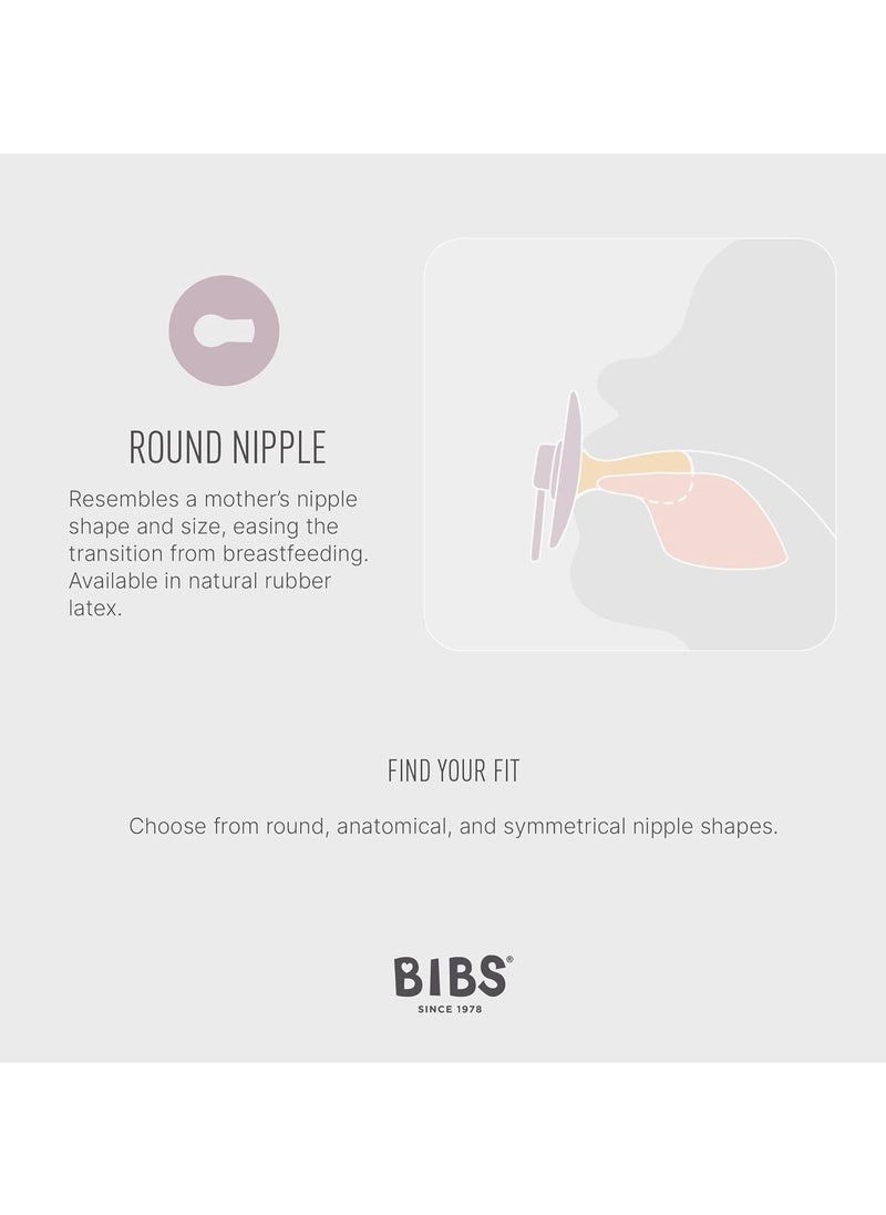 BIBS Pacifier Colour 2 PACK Round Nipple Latex Size 2 (6-18 months) Taupe/Scuba  - Image 4