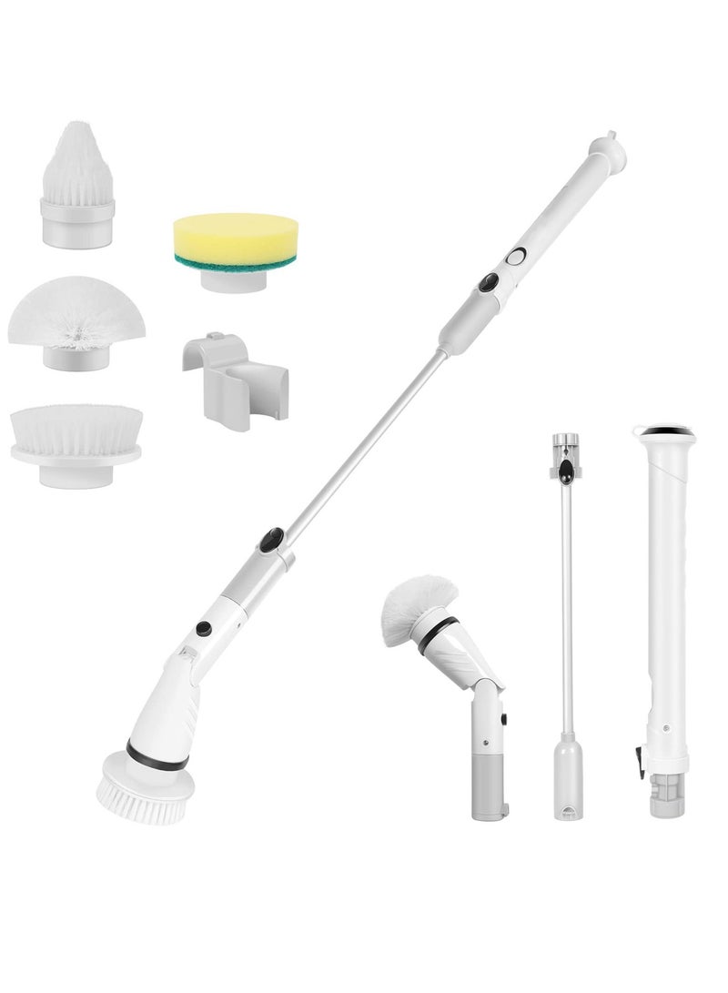 SYOSI Electric Cleaning Brush,Rechargeable Cordless Multi-Purpose 360 Rotating Shower Spin Scrubber Adjustable Arm Power Brush with 4 Replaceable Head Tool for Floor,Kitchen,Bath Car Wash  - Image 1
