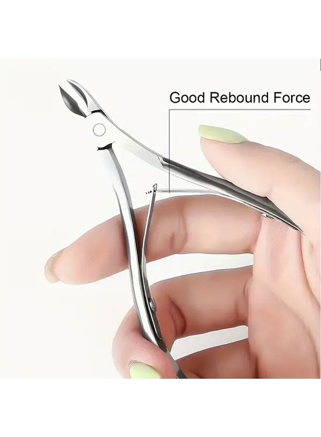 4Pcs Stainless Steel Nail Cutter Set With Cuticle Scissors Steel Pusher And Protective Cover - Image 3