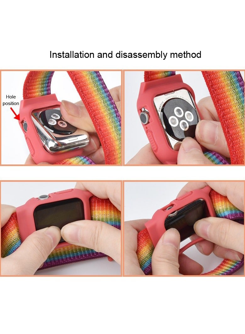 Sport Band and Case for Apple Watch Band 38mm 40mm 41mm, Protective Silicone Bumper Case with Loop Strap for Series 9/8/7/6/5/4/3 for Women Men  - Image 3