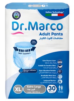 Dr. Marco Adult Culotte Diaper, Size XL, 30 Count Turkish made pull-up Pants with Wetness Indicator, Italian Technology 
