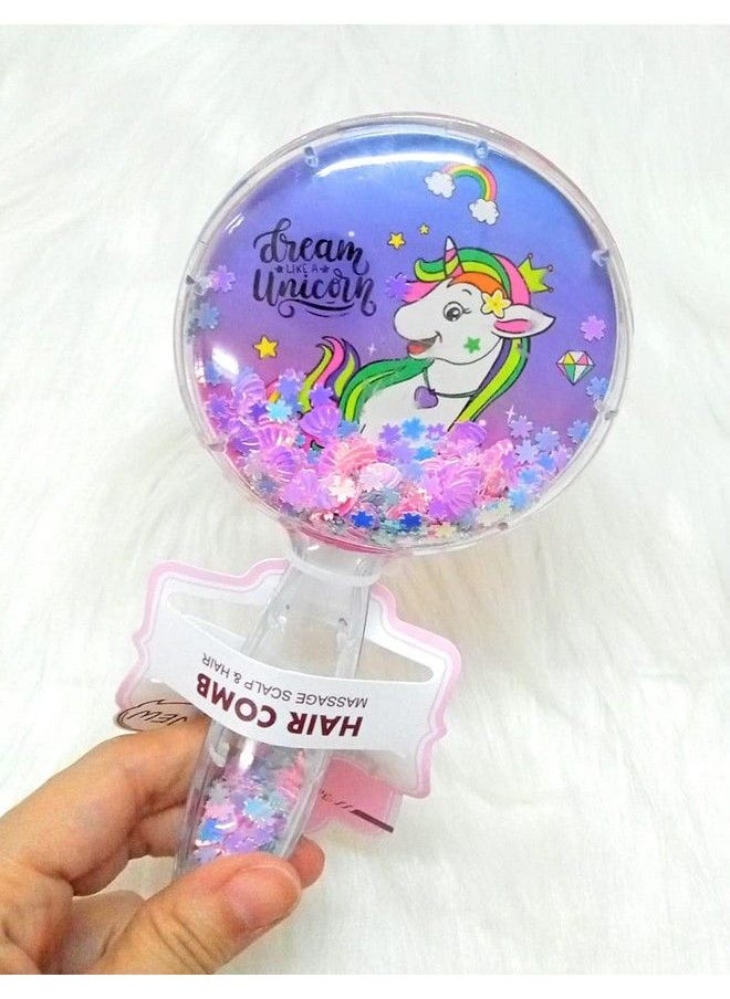 Tera13 Tera 13 Unicorn Glittery Star Brush Comb Hairbrush For Kids Unicorn Hair Brush For Kids/Comb For Girls/Detangling Hairbrush For Girls (Pack Of 1)  - Image 2