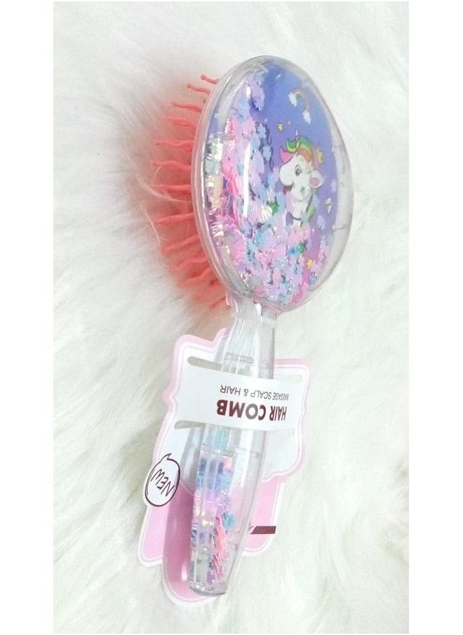 Tera13 Tera 13 Unicorn Glittery Star Brush Comb Hairbrush For Kids Unicorn Hair Brush For Kids/Comb For Girls/Detangling Hairbrush For Girls (Pack Of 1)  - Image 4