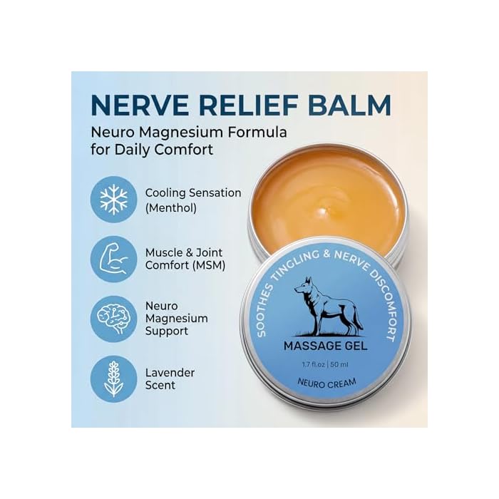 Pwkvsn Nerve Relief Balm for Neuropathy, Neuro Magnesium Cream with Menthol & MSM, Cooling Soothing Massage Cream for Muscle & Joint Comfort with Blue Lid (1.7 Fl Oz (Pack of 2)) - Image 2