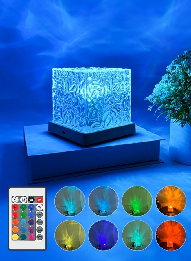 لسغدم مصباح ليلي بيئي متموج الماء Lsgddm مع جهاز تحكم عن بعد، جهاز عرض ضوء موجة المحيط بـ 16 لونًا، جهاز عرض أورورا يعمل باللمس لغرفة النوم، ديكور الغرفة، غرفة الأطفال - Image 4