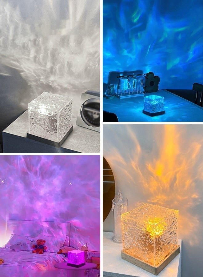 لسغدم مصباح ليلي بيئي متموج الماء Lsgddm مع جهاز تحكم عن بعد، جهاز عرض ضوء موجة المحيط بـ 16 لونًا، جهاز عرض أورورا يعمل باللمس لغرفة النوم، ديكور الغرفة، غرفة الأطفال - Image 2