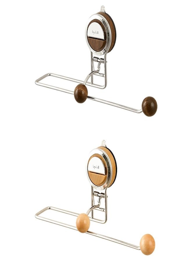 MUGATH Stainless Steel Paper Towel Holder Wall Mounted, No Drill Sticky Installation, Walnut Finish Roll Stand for Kitchen & Pantry - Image 4