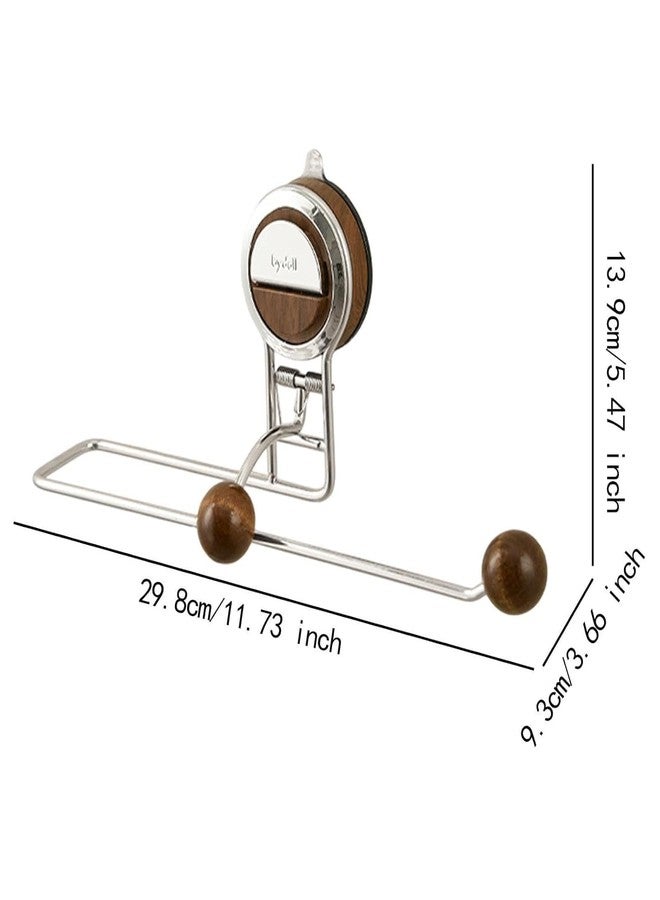 MUGATH Stainless Steel Paper Towel Holder Wall Mounted, No Drill Sticky Installation, Walnut Finish Roll Stand for Kitchen & Pantry - Image 3