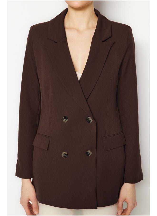 trendyol - Dark Brown Lined Double Breasted Blazer Jacket TWOAW21CE0145 - Image 1