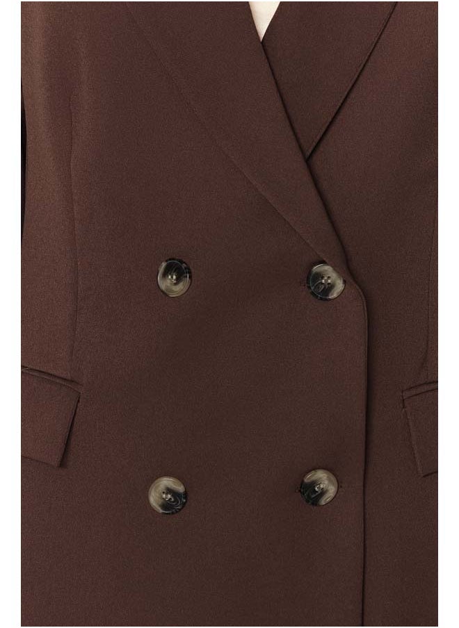 trendyol - Dark Brown Lined Double Breasted Blazer Jacket TWOAW21CE0145 - Image 1