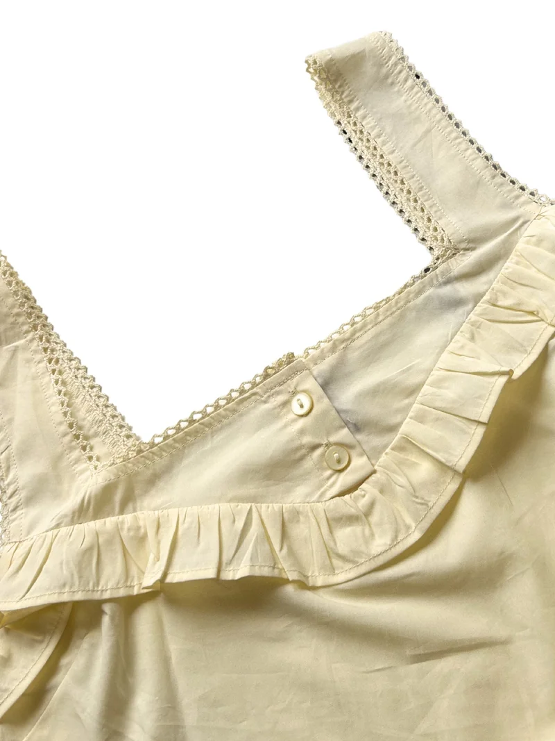 Outzidr  Yellow Square Neck Frill Crop Top for Women | Best Price UAE