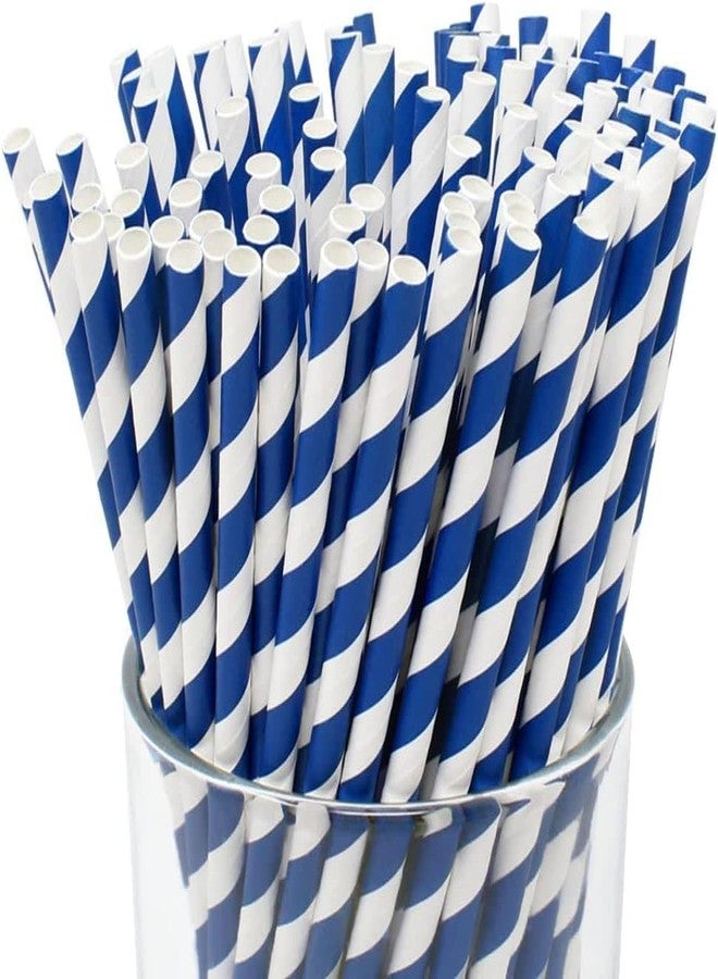 Festiko® Bio-degradable Paper Straws (Size -6mm|Pack of 25 Pcs|Blue & White Striped, Paper Straws for Drinking, Food Grade Paper Straws for Kids - Image 1
