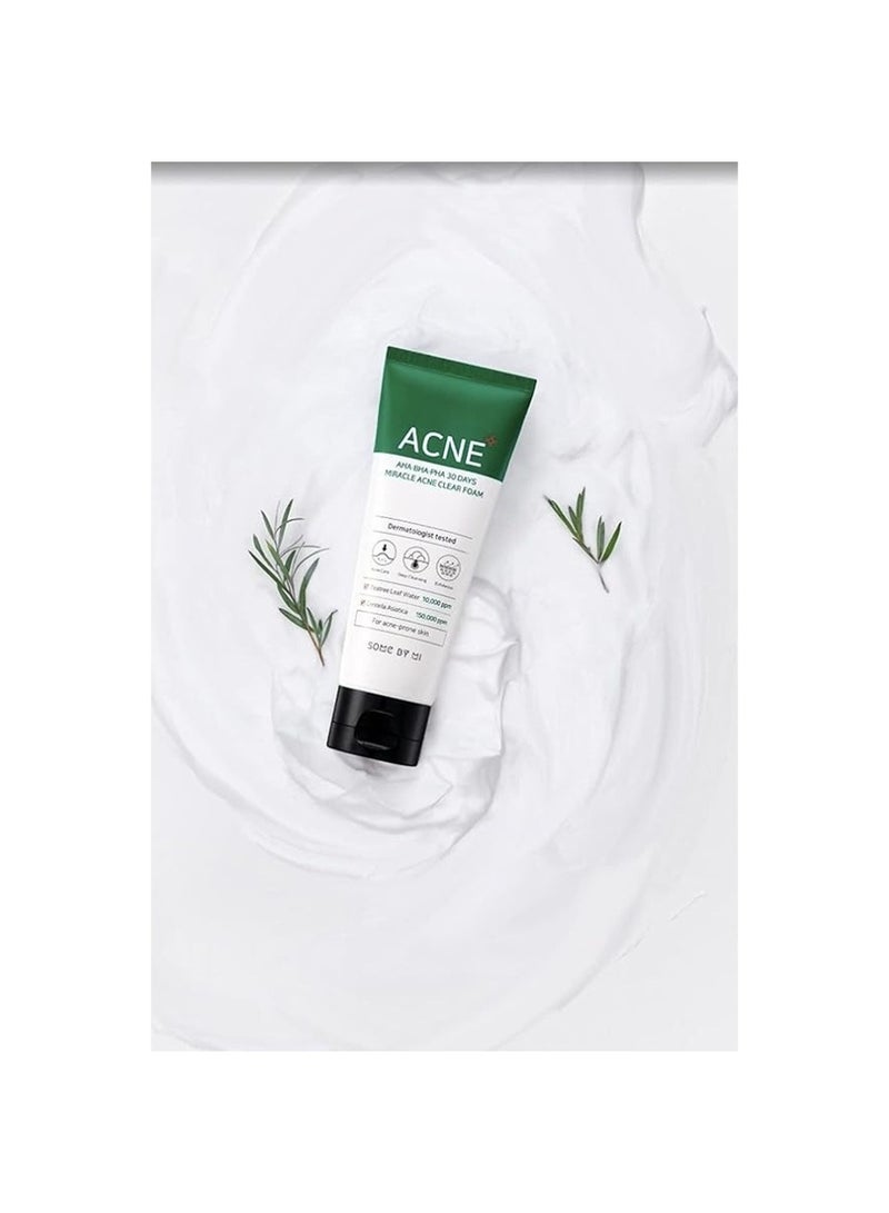 Some by Mi Aha Bha Pha 30 Days Miracle Acne Clear Foam - Made From Tea Tree Leaf Water For Acne Prone Skin - Daily Face Cleanser For Removing Sebum And Dead Cells 100ml - Image 2