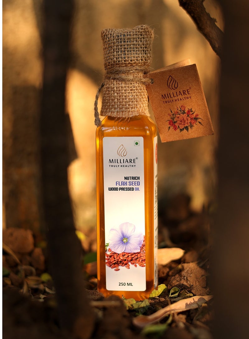 Milliare Flaxseed Wood Pressed Oil, Organic Oil for Hair Growth, Hexane-Free for Skin Care,for Heart Health, & Hormonal Balance – 250ml | Essential Oil - Image 2