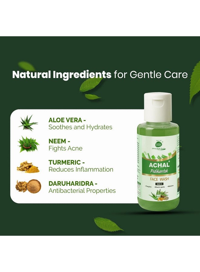 Achal Pidikantak Face Wash for Oily Skin, Ayurvedic Cleanser with Neem & Aloe Vera, Fights Pimples, Oil Control & Black Spot Removal - 100gm(Pack of 3) - Image 2