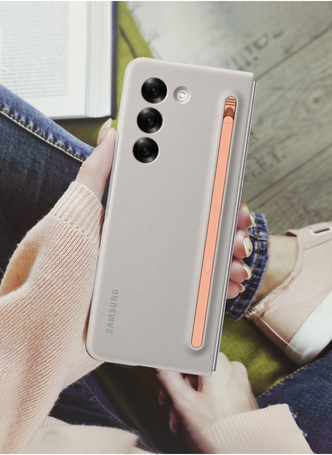 CATANES - (for Samsung Galaxy Z Fold 6) Case with Screen Protector Ultra Hybrid Premium Case with Built-in New Compact S Pen, Holder and Storage Slot for Pen Sand Grey - Image 1