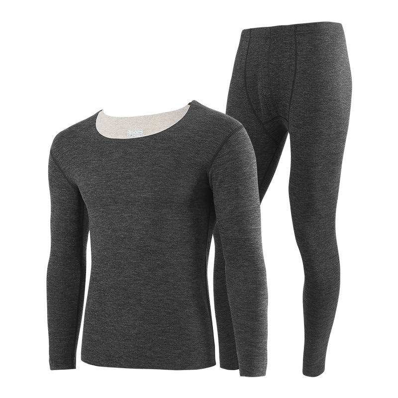 5A Anti-bacterial Wool Silk Thermal Underwear Mens Suit Autumn and Winter Middle-aged and Elderly Womens Autumn Clothes and Pants Men black Gray