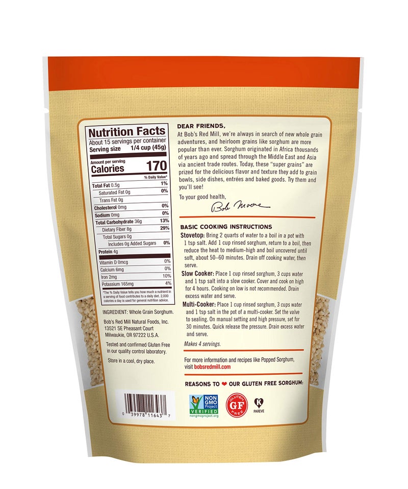 Bob's Red Mill Sorghum Grain, 24oz (Pack of 1) - Whole Grain, Vegan, Kosher - Image 3
