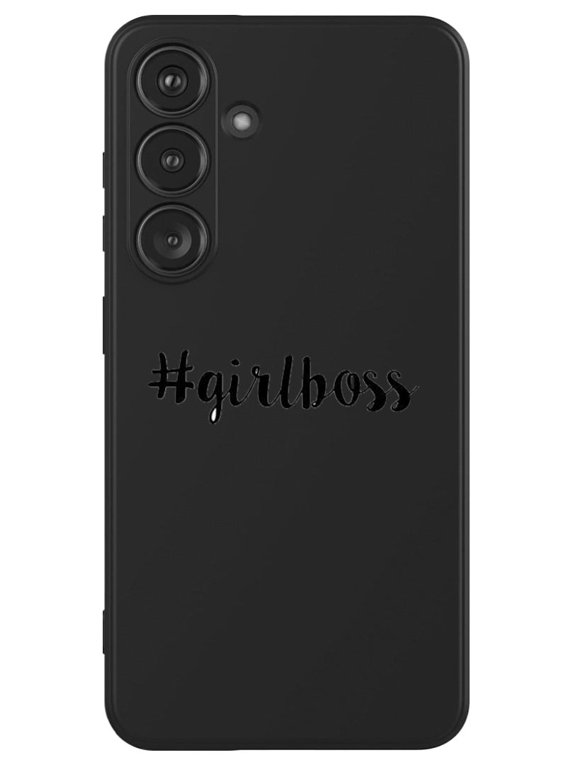 Theodor Protective Slim Fit Case Liquid Silicone Cover with Full Body Protection Anti-Scratch Shockproof Case For Samsung Galaxy S24 Plus (Black) - Girl boss 2 - Image 1