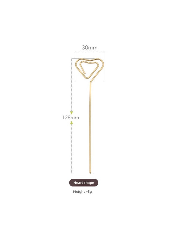 Creative 304 Stainless Steel Fruit Stick Japanese Style Cocktail Decorative Sign Name Card Holder Household Simple Fruit Fork-Color:Heart-shaped Fruit Stick (gold)  - Image 1