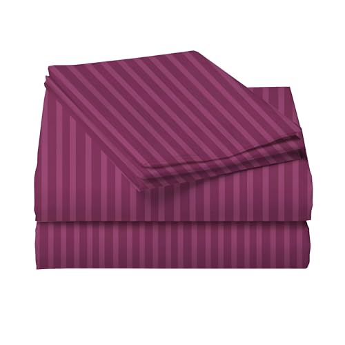 STARNSTYLE 220 Cotton Feel Glace Cotton Double Bedsheet with 2 Pillow Cover (90x90 inch) Wine - Image 5