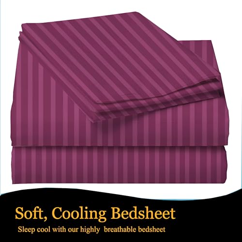 STARNSTYLE 220 Cotton Feel Glace Cotton Double Bedsheet with 2 Pillow Cover (90x90 inch) Wine - Image 4