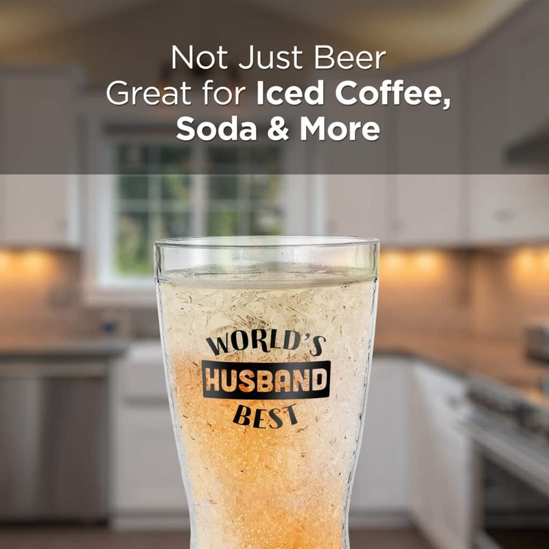 GALVANOX 14oz Plastic Chiller Mug Frozen Drinking Glass for Christmas, Birthday, Valentines Day Worlds Best Husband (Gift-Boxed) - Image 2