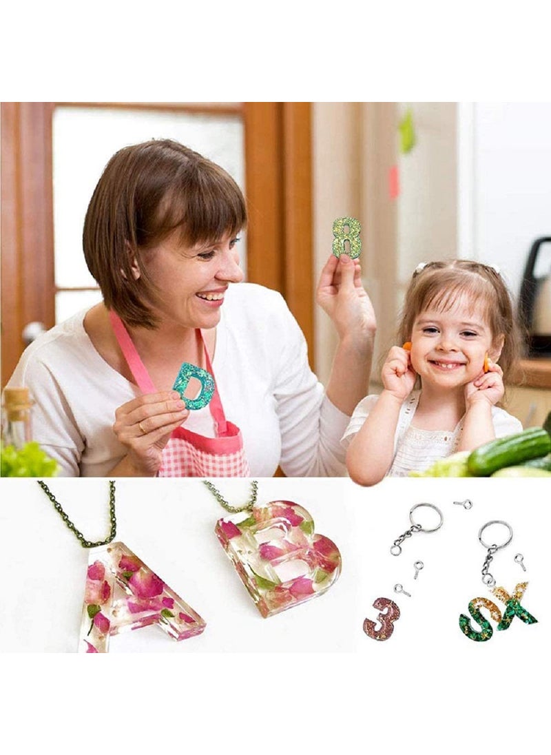 HASTHIP HASTHIP® Alphabet Resin Art Kit with Moulds, Letter and Numbers Resin Silicone Resin Art, Resin Jewellery Mould, DIY Letter Key Chain, Pendant, Jewelry Making Molds for Resin, Multicolor  - Image 2