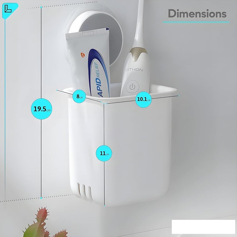 Boniry Plastic Toothbrush Holders for Bathroom WallMounted Brush Holder Tooth Brushes Holder Stand Bathroom Organiser and Toothpaste Holder Washroom Organizer and Brush Stand Abs White 2 Pcs - Image 2