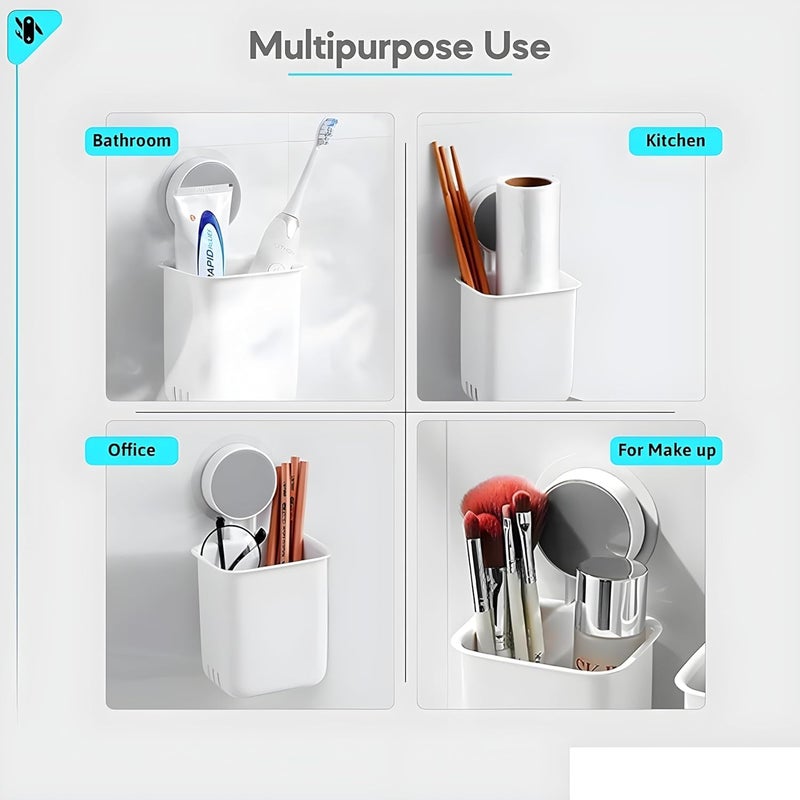 Boniry Plastic Toothbrush Holders for Bathroom WallMounted Brush Holder Tooth Brushes Holder Stand Bathroom Organiser and Toothpaste Holder Washroom Organizer and Brush Stand Abs White 2 Pcs - Image 4