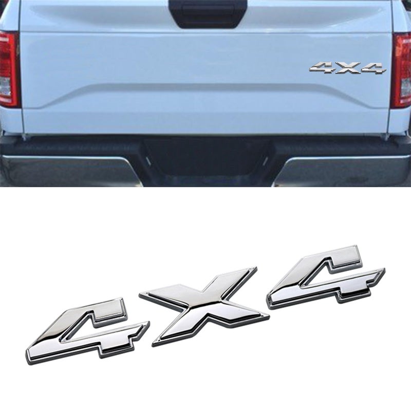 4x4 Emblem Sticker 3D Fender Badge Decal Car Sticker 4 x 4 Emblem Nameplate Decal Car Exterior Emblems Badge 3D Sticker Decal for Cars SUVS Trucks