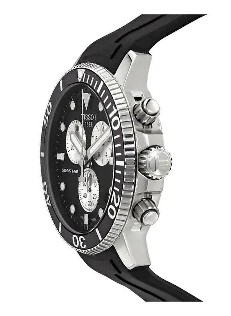 TISSOT Seastar 1000 Quartz Chronograph Black Dial Silicone Strap Watch For Men - T120.417.17.051.00 - Image 2