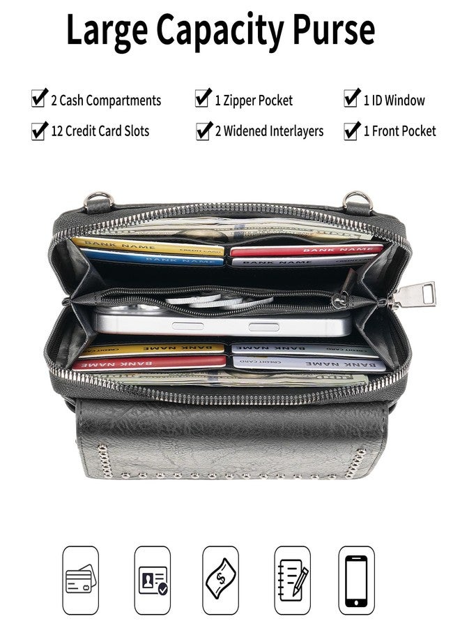 GAEKEAO Small Crossbody Bag for Women Vegan Leather Cell Phone Wallet Wristlet Purse Clutch with Zip Around 2 Straps - Image 2