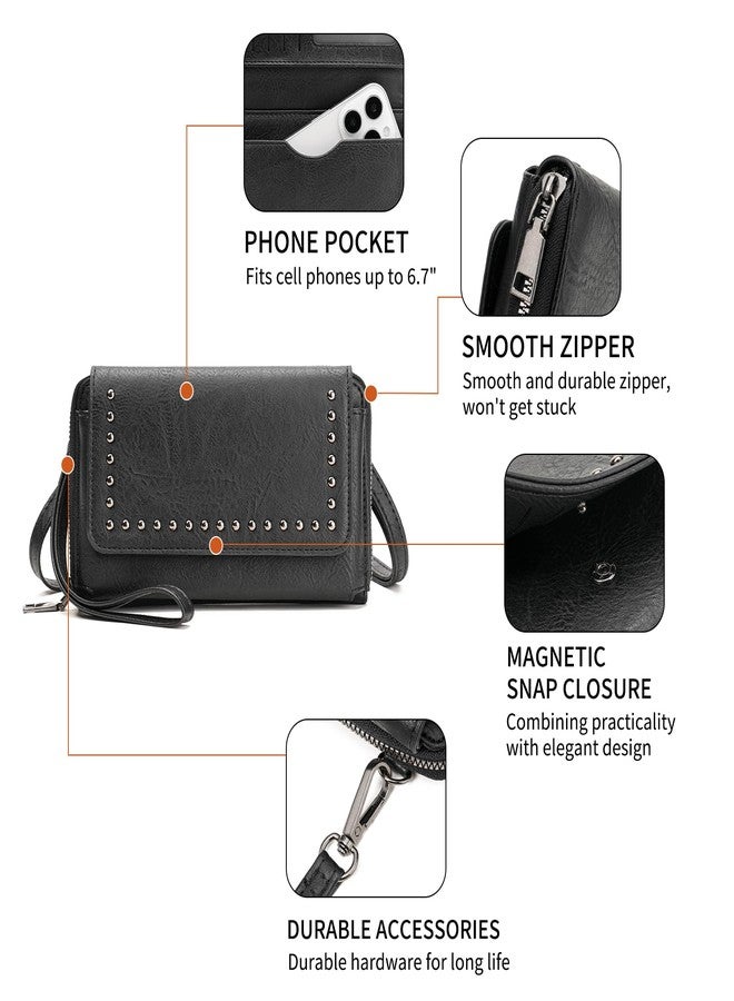 GAEKEAO Small Crossbody Bag for Women Vegan Leather Cell Phone Wallet Wristlet Purse Clutch with Zip Around 2 Straps - Image 4