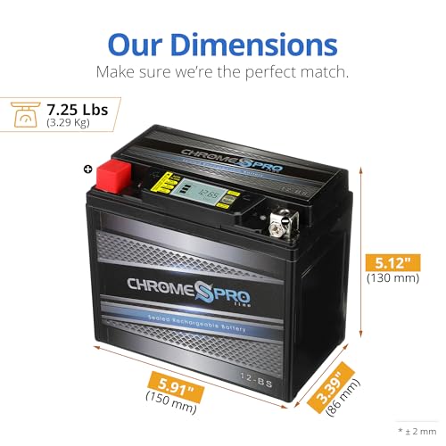 Chrome S Pro iGel YTX12-BS Battery – 180 CCA, Gel Electrolyte, LCD Display, 12V 10Ah – Fits ATV, Motorcycle, Scooter, Jet Ski, Dirt Bike, UTV, Snowmobile & More – T3 Nut & Bolt Terminal - Image 2