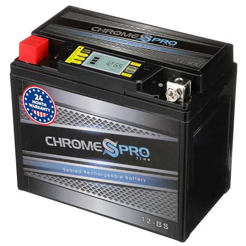Chrome S Pro iGel YTX12-BS Battery – 180 CCA, Gel Electrolyte, LCD Display, 12V 10Ah – Fits ATV, Motorcycle, Scooter, Jet Ski, Dirt Bike, UTV, Snowmobile & More – T3 Nut & Bolt Terminal - Image 1