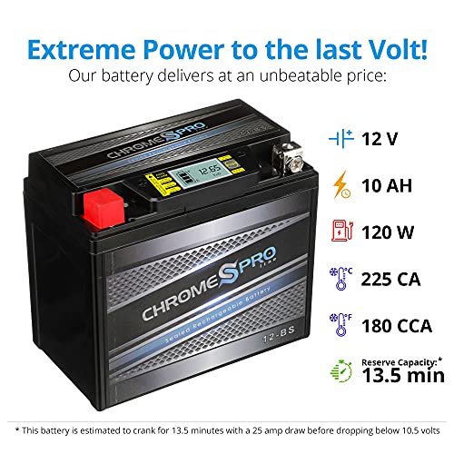 Chrome S Pro iGel YTX12-BS Battery – 180 CCA, Gel Electrolyte, LCD Display, 12V 10Ah – Fits ATV, Motorcycle, Scooter, Jet Ski, Dirt Bike, UTV, Snowmobile & More – T3 Nut & Bolt Terminal - Image 3