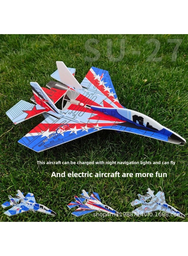 Su 35 Su 27 Electric Aircraft USB Charging Hand Throwing Swing Glider Model Aircraft Children's Aircraft Supply-Color:Large Trainer ]  - Image 2