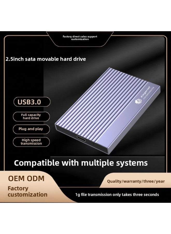 Ultra-thin Mobile Hard Disk Solid State USB3.0 External 2.5-inch Metal Computer Mobile Phone Memory High-speed Mobile Hard Disk-Capacity:256GB-Interface:type-c